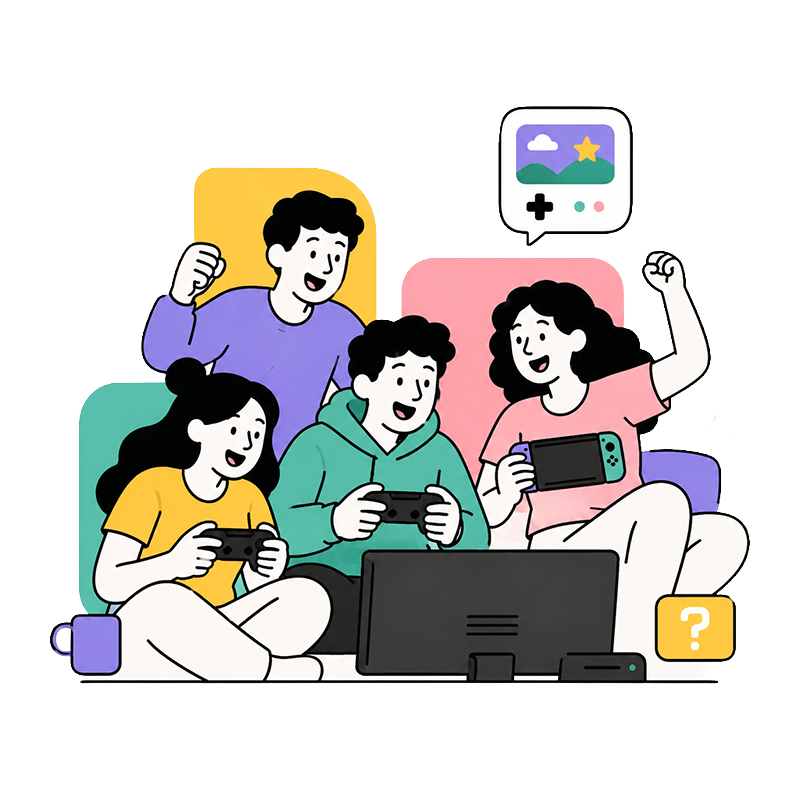 Two friends playing AI video games on a sofa